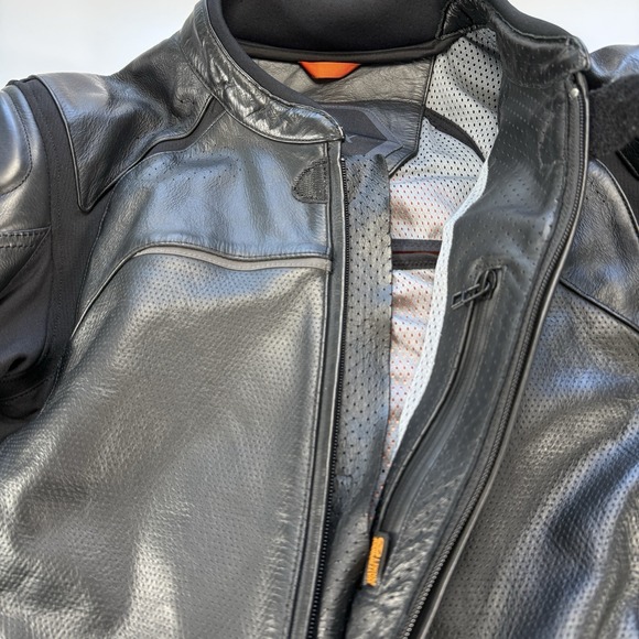 REAX Jackson Leather Motorcycle Jacket Mens 2XL Black Padded Protection SAS-Tec - Picture 4 of 16